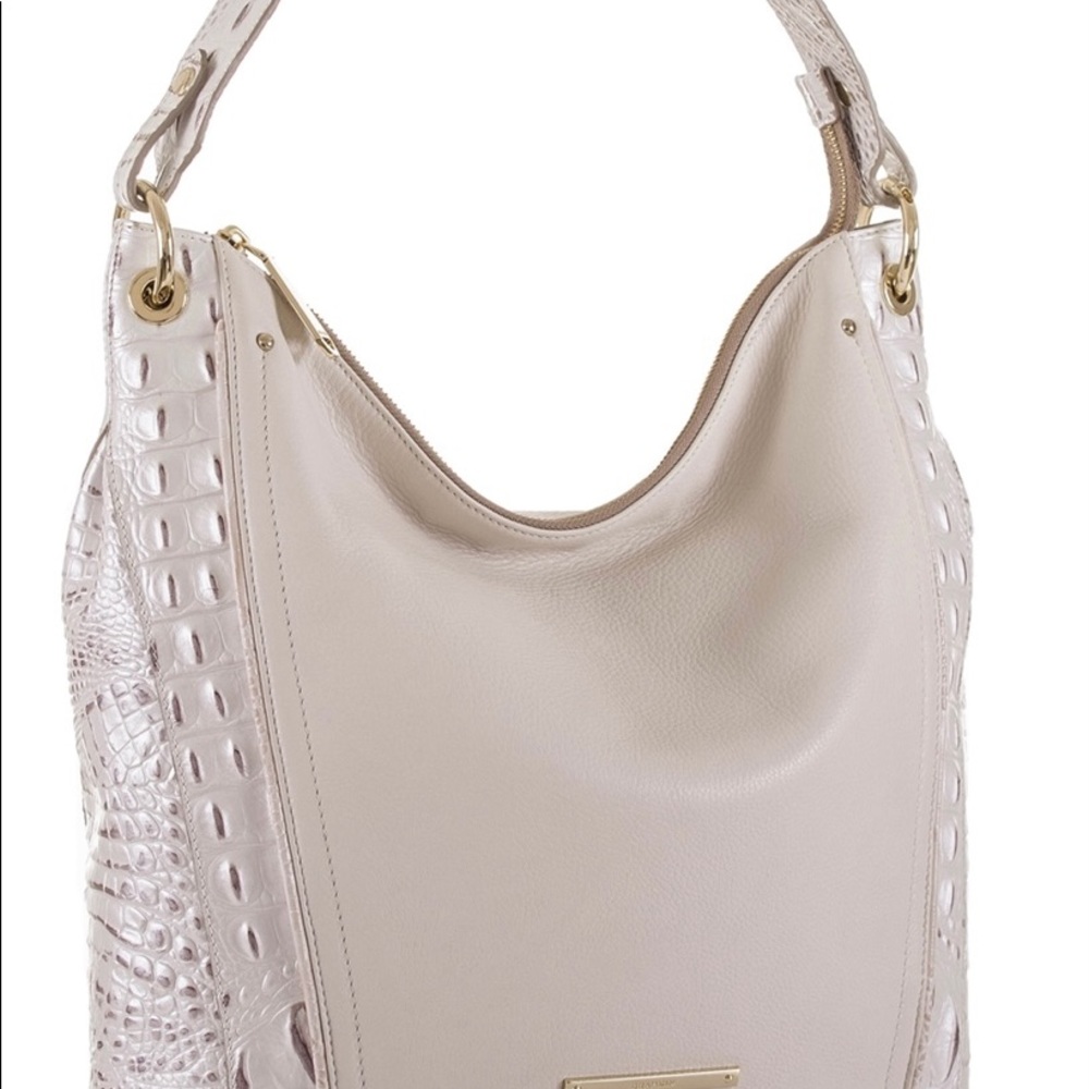 Brahmin off white croc embossed bag/tote - EUC